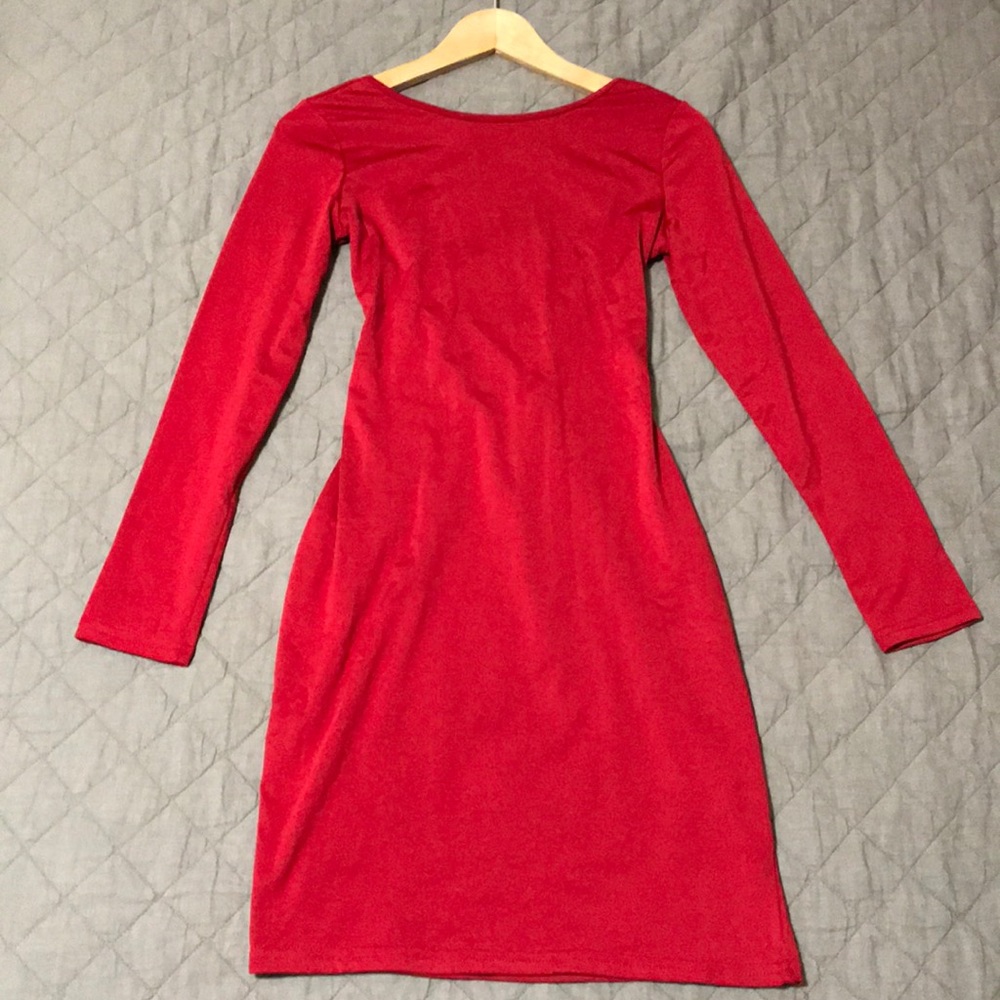 Red tie back dress